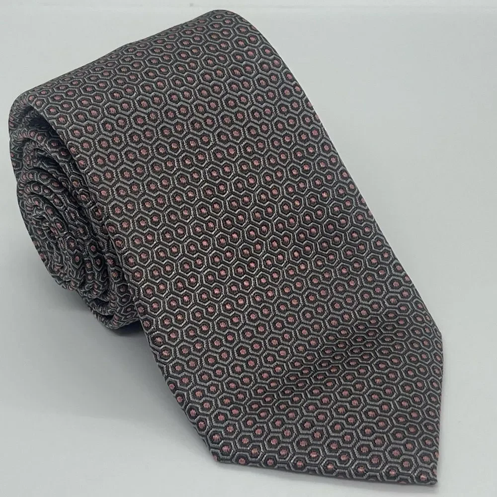 Vince Camuto Gray Pink Silk Blend Office Career Necktie NWOT